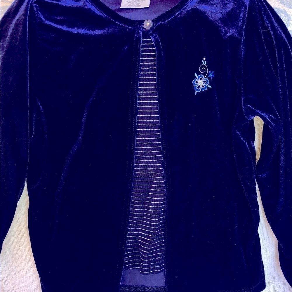 NWOT Girls 10/12 Rose Cottage Dark Blue Velvet Top